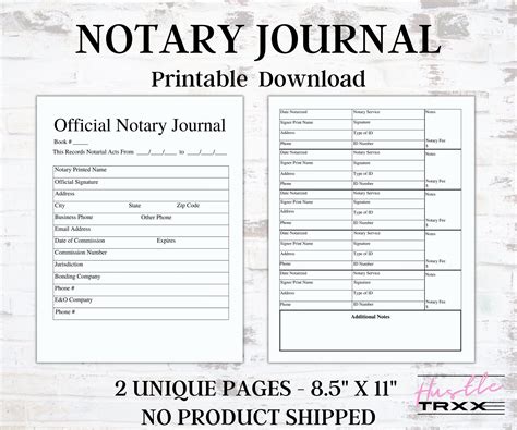 Free Printable Notary Journal Template Download