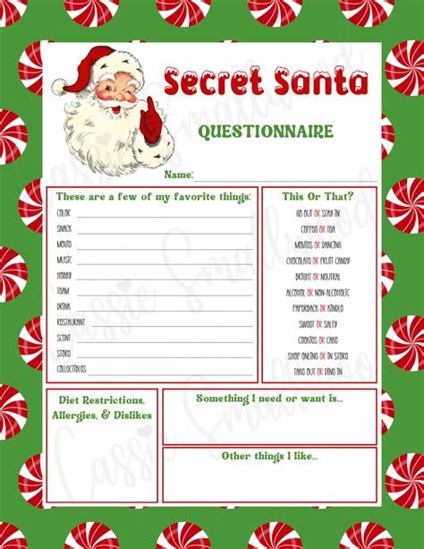 Free Printable Secret Santa Template Download