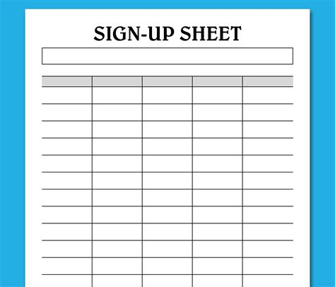 Free Printable Sign Up Sheet Template For Word