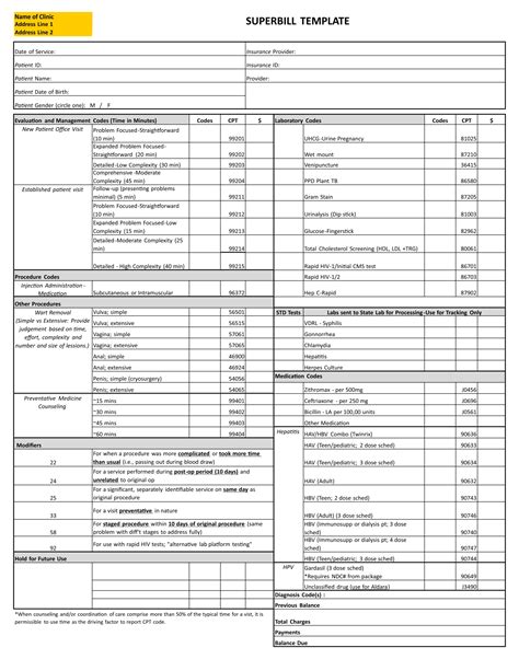 Free Printable Superbill Template For Medical Billing