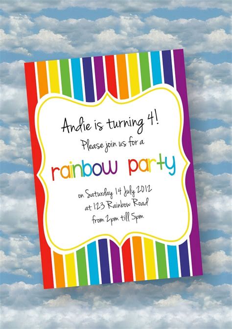 Free Rainbow Party Invite Template Design