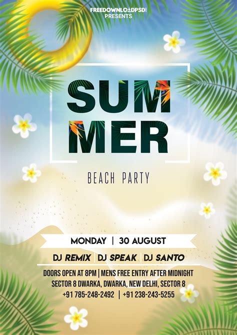 Free Summer Party Flyer Template Design