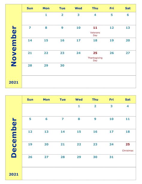 Free Two Month Calendar Template For Microsoft Word