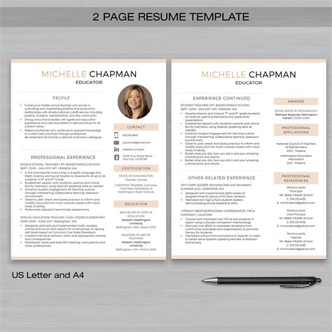 Free Two Page Resume Template Word Download