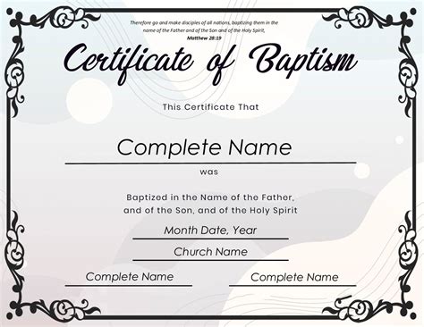 Get Free Baptism Certificate Template Instantly Download