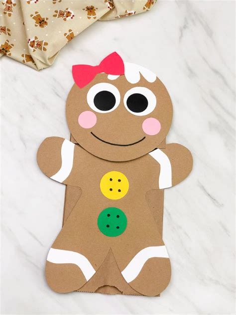 Gingerbread Man Paper Bag Puppet Craft Template