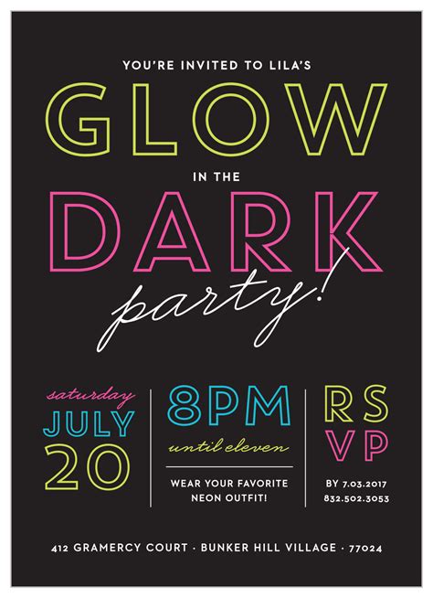 Glow Party Invitation Template Design Ideas