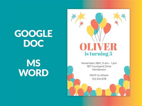 Google Docs Birthday Invitation Template Free Download