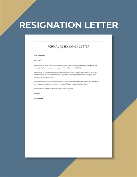 Google Docs Resignation Letter Template Free Download