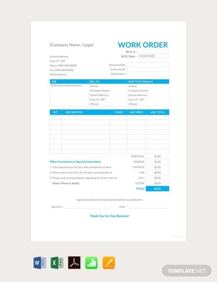 Google Docs Work Order Template For Easy Management