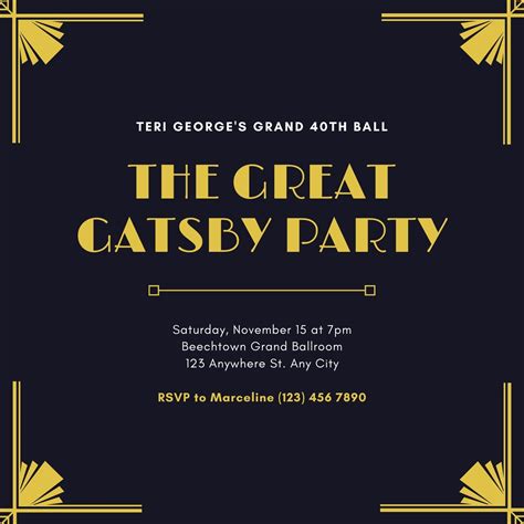 Great Gatsby Invitation Template Designs