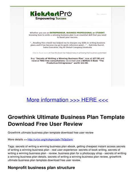 Growthink Business Plan Template Review And Analysis