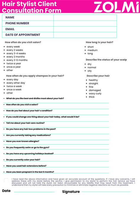 Hair Client Consultation Form Template In Word