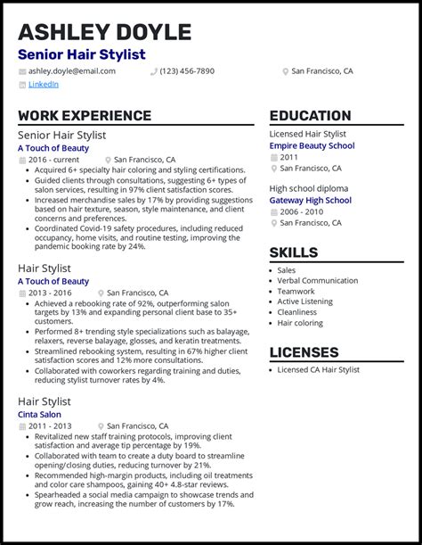 Hair Stylist Resume Templates And Examples For Success