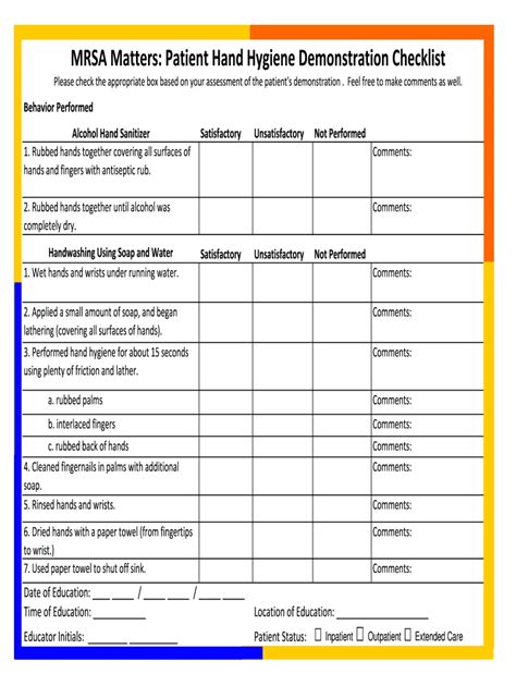 Hand Hygiene Audit Observation Tool Template