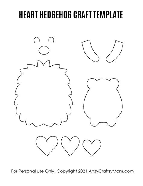 Heart Hedgehog Craft Template Free Printable Fun