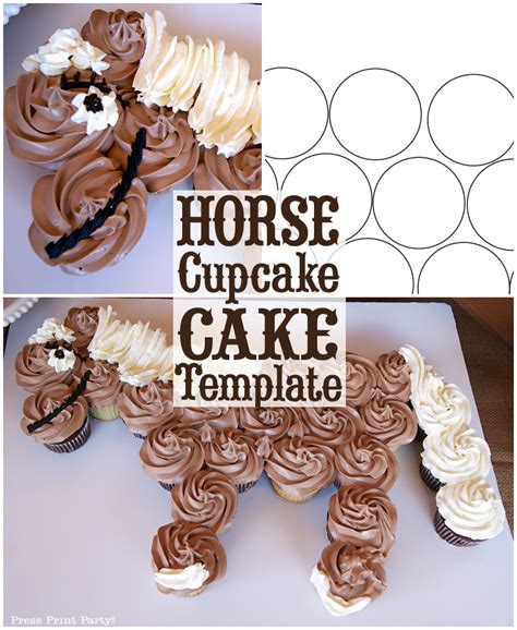 Horse Cupcake Cake Template Design Ideas