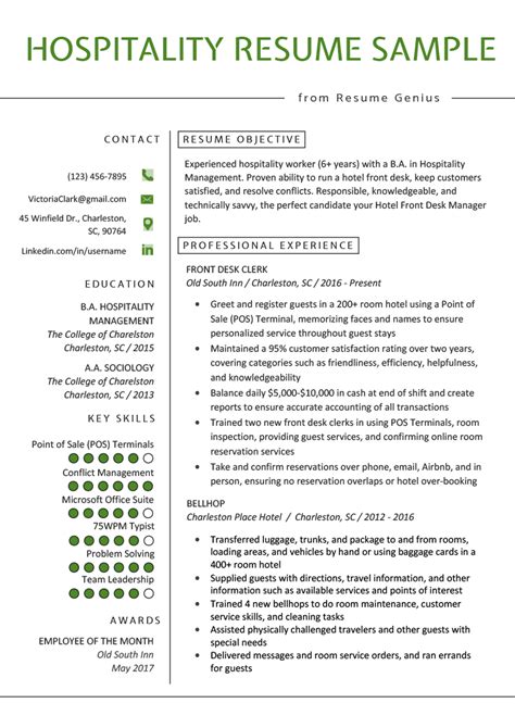 Hotel Group Resume Template And Writing Guide