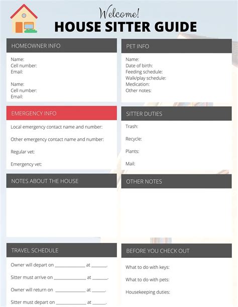 House Sitter Checklist Template Essentials