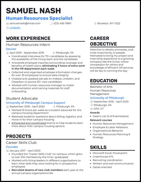 Hr Manager Resume Template For Career Success