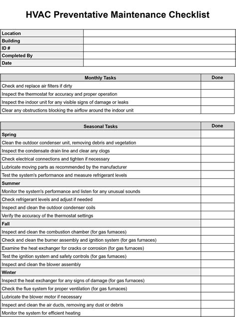 Hvac Preventive Maintenance Schedule Template For Reduced Downtime