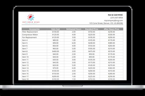 Hvac Price Book Template In Excel Made Easy