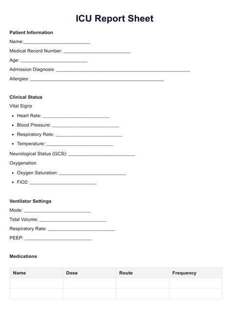 Icu Report Sheet Template: Streamline Patient Care Reporting