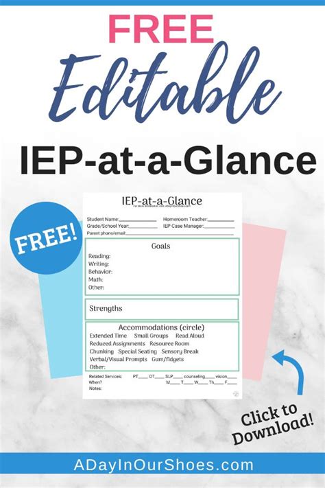 Iep At A Glance Template Google Doc Download