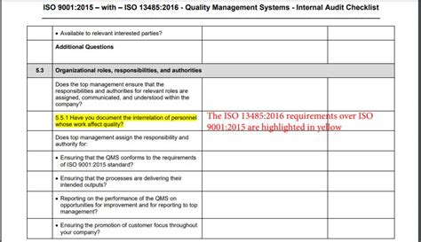 Iso 13485 Audit Checklist Template For Medical Devices