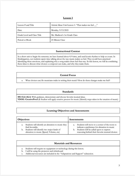 Jmu Lesson Plan Template For Educators