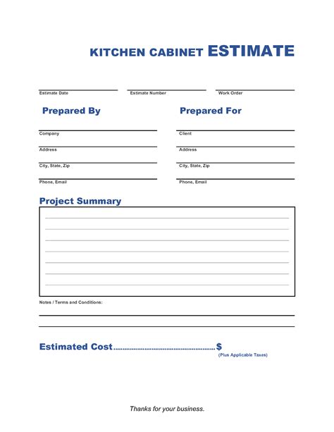 Kitchen Cabinet Invoice Template For Contractors And Builders