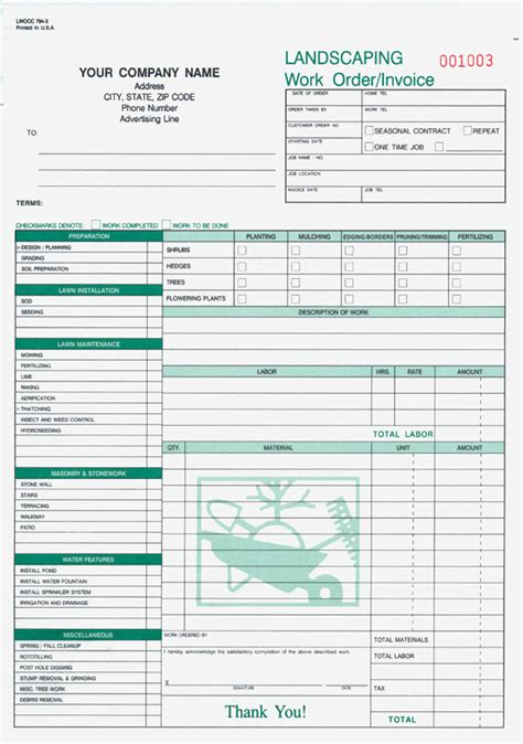 Lawn Care Work Order Template Free Download