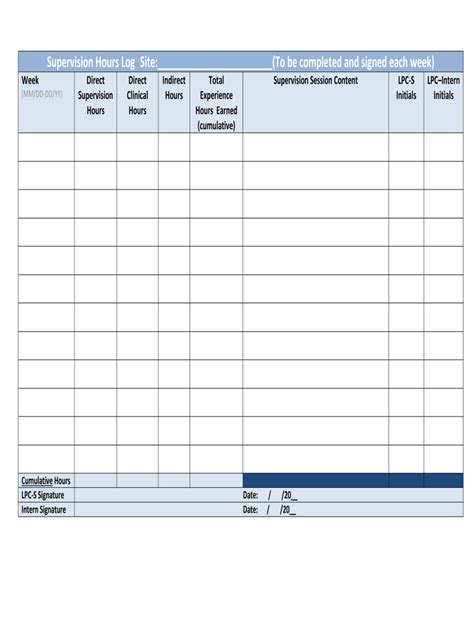 Lpc Hours Log Template Excel Free Download And Guide