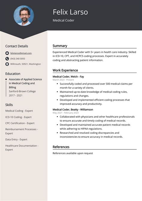 Medical Coder Resume Template And Examples