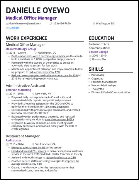 Medical Office Manager Resume Template And Examples