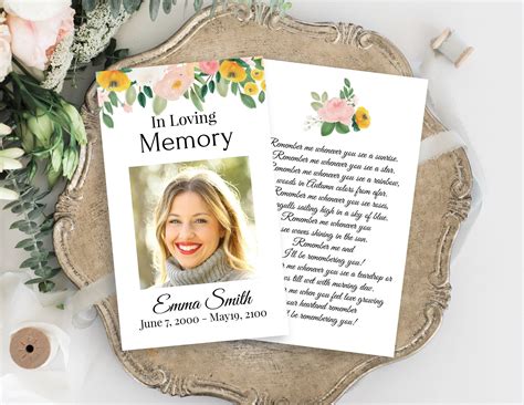 Memorial Prayer Card Template For Loved Ones