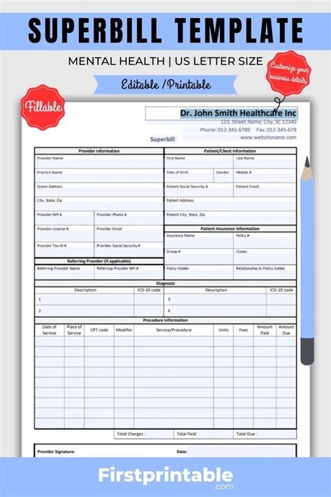 Mental Health Superbill Template: Free And Easy To Use