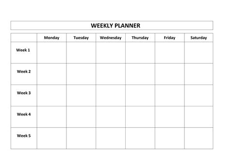 Monday To Friday Calendar Template For Productivity