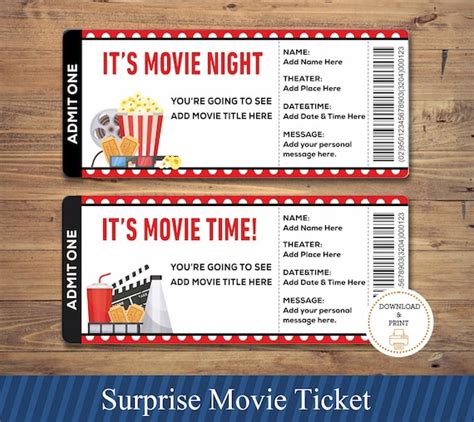 Movie Night Ticket Template Design And Download Ideas