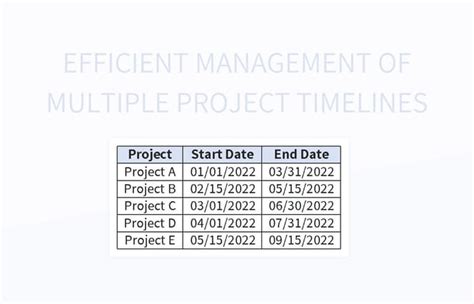 Multiple Project Timeline Template For Efficient Management