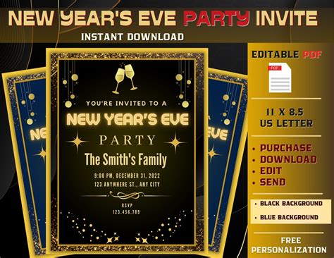 New Year Invitation Template Designs For Celebrations