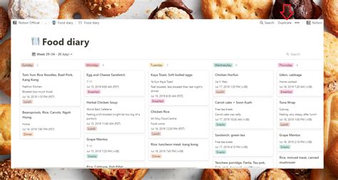 Notion Food Tracker Template For Healthy Eating