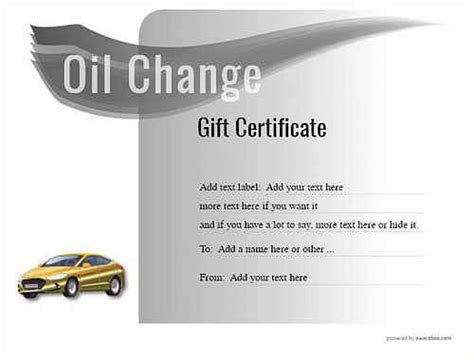 Oil Change Gift Certificate Template Design Made Easy