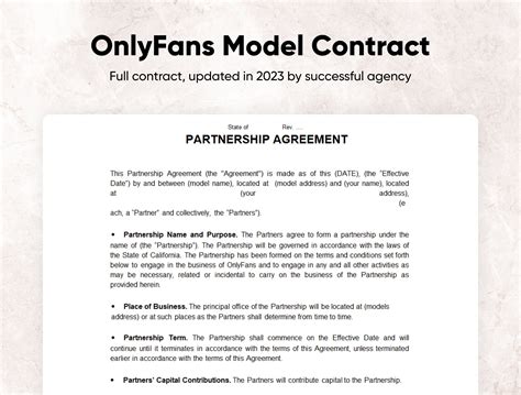 Onlyfans Model Contract Template For Creators