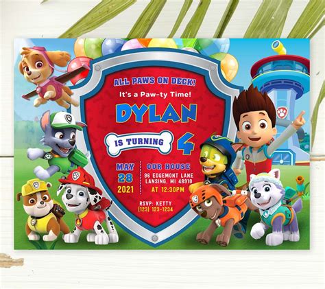 Paw Patrol Birthday Invite Template Download