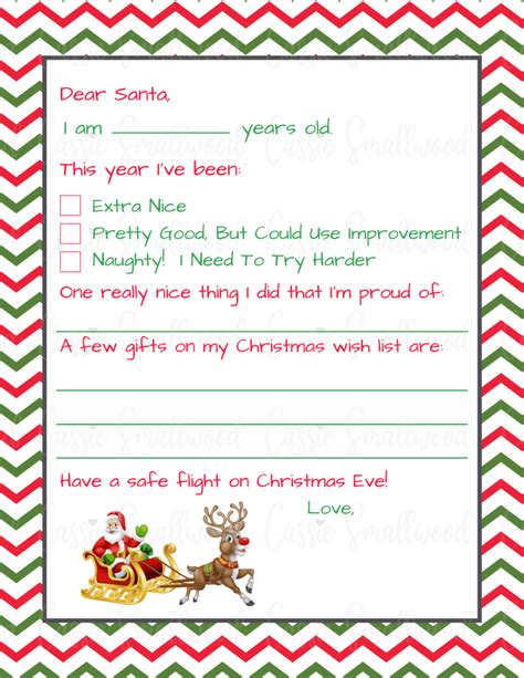 Personalized Santa Letter Template Fill In The Blanks Free