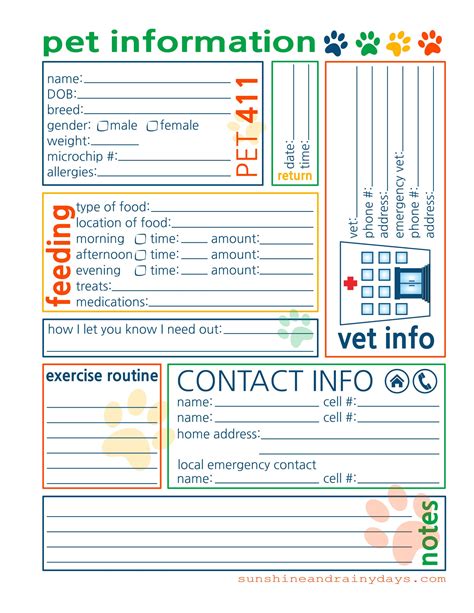 Pet Sitter Instructions Template For Owners