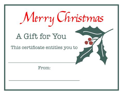 Printable Christmas Gift Certificate Templates For Free