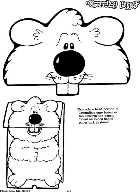 Printable Groundhog Puppet Template For Kids Fun Craft