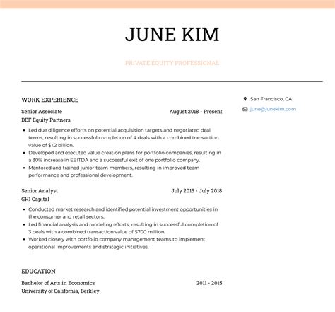 Private Equity Resume Template: Boost Your Career Prospects